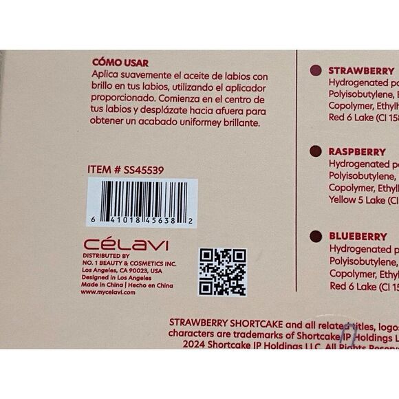 Set Of 4 Celavi X Strawberry Shortcake Berry Besties Lip Oil SET Peach Raspberry - Picture 10 of 12